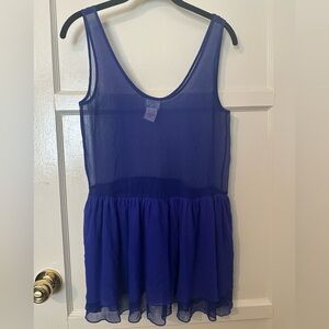 Free People Sheer Royal Blue Chemise Slip Top